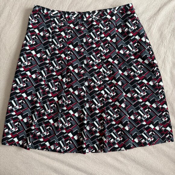 Ann Taylor Petite Geometric‎ Print Pleated Lined Skirt Size 6P - Picture 1 of 6